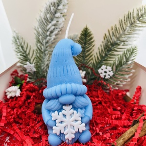 Kék Manó és Hópehely Gyertya Szett - karácsony - karácsonyi lakásdekoráció - karácsonyi illatgyertya, mécses - Meska.hu