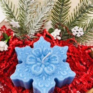 Kék Manó és Hópehely Gyertya Szett - karácsony - karácsonyi lakásdekoráció - karácsonyi illatgyertya, mécses - Meska.hu