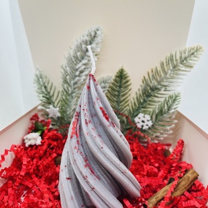 Piros Csillámos Fenyő Gyertya - Meska.hu