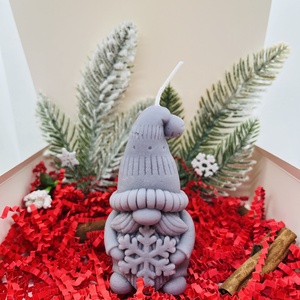 Lila Csillámos Fenyő és Manó Gyertyaszett - karácsony - karácsonyi lakásdekoráció - karácsonyi illatgyertya, mécses - Meska.hu