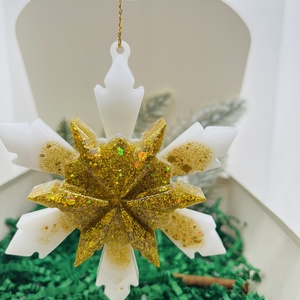 Epoxy hópehely � Arany Csillogásban, Karácsony, Karácsonyi lakásdekoráció, Karácsonyfadíszek, , MESKA