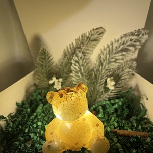 Világító Arany Maci - karácsony - karácsonyi lakásdekoráció - karácsonyfadíszek - Meska.hu