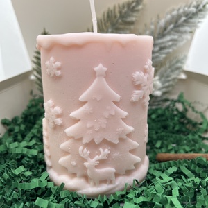 Rénszarvasos tömb gyertya- rózsaszín  - Meska.hu