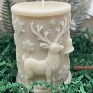 Bézs szarvasos tömb gyertya  - Meska.hu