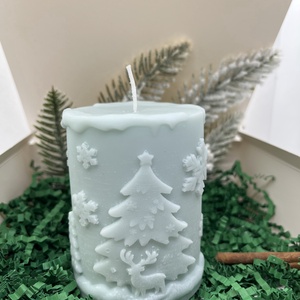 Rénszarvasos tömb gyertya- zöld  - Meska.hu