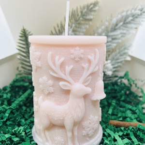 Púder rózsaszín szarvasos tömb gyertya  - Meska.hu