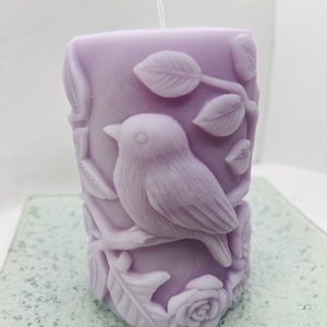 Madaras tömb gyertya- levendula színű , Otthon & Életmód, Gyertya, illat, aroma, Gyertya, Gyertya-, mécseskészítés, MESKA