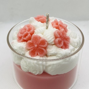 Virágos, habos d�szgyertya üveg pohárban , Otthon & Életmód, Gyertya, illat, aroma, Gyertya, Gyertya-, mécseskészítés, MESKA