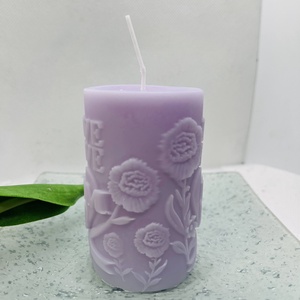 Anyák napi tömb gyertya � Love Mom felirattal -lila - otthon & életmód - gyertya, illat, aroma - gyertya - Meska.hu