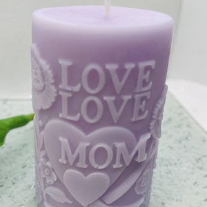 Anyák napi tömb gyertya � Love Mom felirattal -lila - Meska.hu