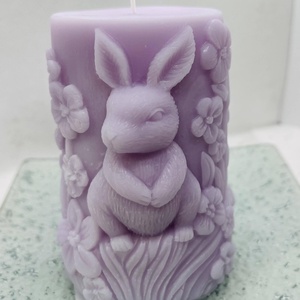 Nyuszis tömb gyertya- lila - Meska.hu