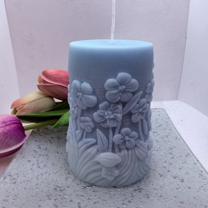 Nyuszis tömb gyertya- kék színátmenettel - otthon & életmód - gyertya, illat, aroma - gyertya - Meska.hu