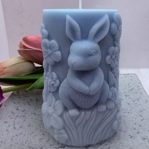 Nyuszis tömb gyertya- kék színátmenettel, Otthon & Életmód, Gyertya, illat, aroma, Gyertya, Gyertya-, mécseskészítés, MESKA