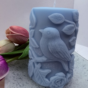 Madaras tömb gyertya- kék, Otthon & Életmód, Gyertya, illat, aroma, Gyertya, Gyertya-, mécseskészítés, MESKA