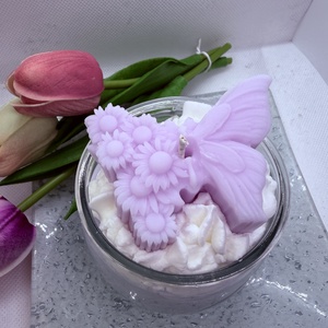 Habos virágos szójagyertya � romantikus, kézműves díszgyertya ajándékba - otthon & életmód - gyertya, illat, aroma - gyertya - Meska.hu