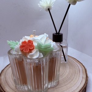 Apró virágos üveges d�szgyertya - rózsaszín alappal, Otthon & Életmód, Gyertya, illat, aroma, Gyertya, Gyertya-, mécseskészítés, MESKA