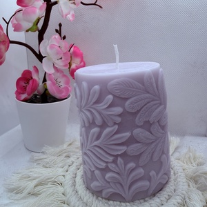 Kézműves pávás díszgyertya � elegáns, pasztell lila különlegesség - otthon & életmód - gyertya, illat, aroma - gyertya - Meska.hu