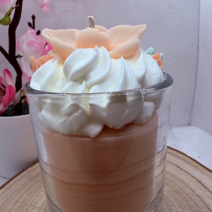 Habos orchide�s szójagyertya � barackvirág árnyalatú, kézműves üveges gyertya - otthon & életmód - gyertya, illat, aroma - gyertya - Meska.hu