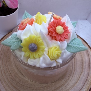 Apró virágos üveges d�szgyertya - barackvirág színben  - otthon & életmód - gyertya, illat, aroma - gyertya - Meska.hu