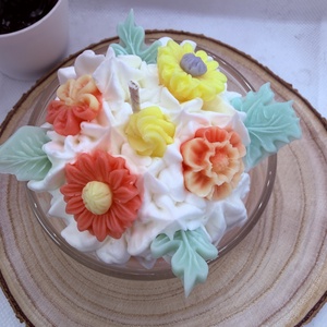 Apró virágos üveges d�szgyertya - barackvirág színben , Otthon & Életmód, Gyertya, illat, aroma, Gyertya, Gyertya-, mécseskészítés, MESKA