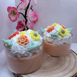 Apró virágos üveges d�szgyertya - barackvirág színben  - otthon & életmód - gyertya, illat, aroma - gyertya - Meska.hu