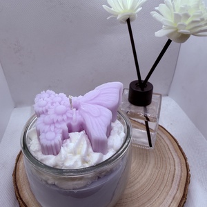 Habos pillangós szójagyertya � romantikus, kézműves díszgyertya ajándékba, Otthon & Életmód, Gyertya, illat, aroma, Gyertya, Gyertya-, mécseskészítés, MESKA