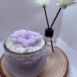 Habos virágos szójagyertya � romantikus, kézműves díszgyertya ajándékba - otthon & életmód - gyertya, illat, aroma - gyertya - Meska.hu