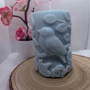 Madaras tömb gyertya- kék, Otthon & Életmód, Gyertya, illat, aroma, Gyertya, Gyertya-, mécseskészítés, MESKA