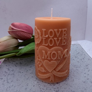 Anyák napi tömb gyertya � Love Mom felirattal -lila - otthon & életmód - gyertya, illat, aroma - gyertya - Meska.hu