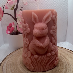 Nyuszis tömb gyertya- rózsaszín , Otthon & Életmód, Gyertya, illat, aroma, Gyertya, Gyertya-, mécseskészítés, MESKA