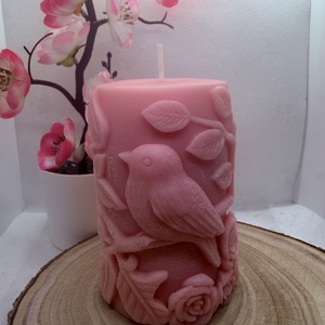 Madaras tömb gyertya- rózsaszín , Otthon & Életmód, Gyertya, illat, aroma, Gyertya, Gyertya-, mécseskészítés, MESKA