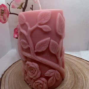 Madaras tömb gyertya- rózsaszín  - otthon & életmód - gyertya, illat, aroma - gyertya - Meska.hu