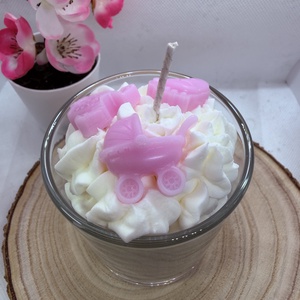 Babaköszöntő díszgyertya üvegben  - rózsaszín , Otthon & Életmód, Gyertya, illat, aroma, Gyertya, Gyertya-, mécseskészítés, MESKA