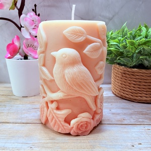 Madaras tömb gyertya- rózsaszín átmenetes , Otthon & Életmód, Gyertya, illat, aroma, Gyertya, Gyertya-, mécseskészítés, MESKA