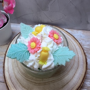 Apró virágos üveges d�szgyertya - zöld színben - otthon & életmód - gyertya, illat, aroma - gyertya - Meska.hu