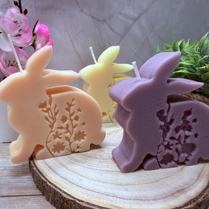 Tavaszi nyuszi gyertya � virágmintás húsvéti dekoráció, Otthon & Életmód, Gyertya, illat, aroma, Gyertya, Gyertya-, mécseskészítés, MESKA