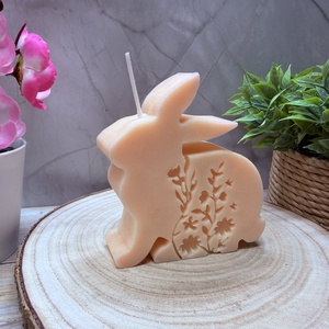 Tavaszi nyuszi gyertya � virágmintás húsvéti dekoráció - otthon & életmód - gyertya, illat, aroma - gyertya - Meska.hu