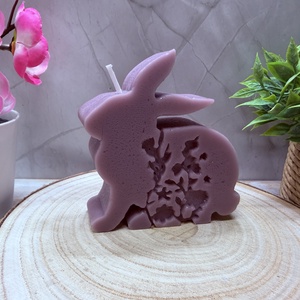 Tavaszi nyuszi gyertya � virágmintás húsvéti dekoráció - otthon & életmód - gyertya, illat, aroma - gyertya - Meska.hu