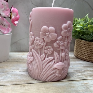 Nyuszis tömb gyertya- pasztell rózsaszín  - otthon & életmód - gyertya, illat, aroma - gyertya - Meska.hu