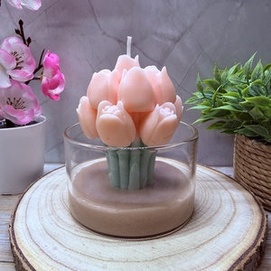 Tulipán csokor gyertya üvegben � tavaszi virágos dekoráció - otthon & életmód - gyertya, illat, aroma - gyertya - Meska.hu