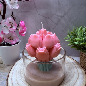 Tulipán csokor gyertya üvegben � tavaszi virágos dekoráció - otthon & életmód - gyertya, illat, aroma - gyertya - Meska.hu