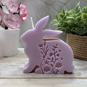 Tavaszi nyuszi gyertya � virágmintás húsvéti dekoráció - otthon & életmód - gyertya, illat, aroma - gyertya - Meska.hu