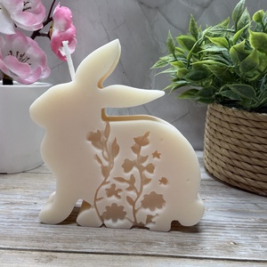 Tavaszi nyuszi gyertya � virágmintás húsvéti dekoráció - otthon & életmód - gyertya, illat, aroma - gyertya - Meska.hu