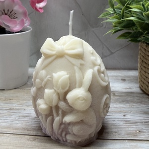 Nyuszi tojás gyertya - pasztell lila színben  - Meska.hu