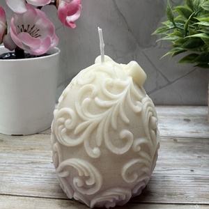 Nyuszi tojás gyertya - pasztell lila színben  - otthon & életmód - gyertya, illat, aroma - gyertya - Meska.hu