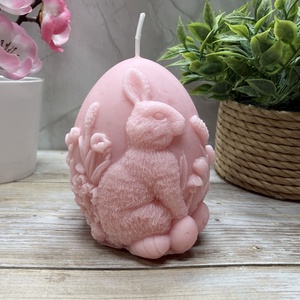 Nyuszi tojás gyertya - rózsaszín színben  - Meska.hu