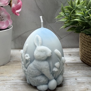 Nyuszi tojás gyertya - kék színben  - Meska.hu