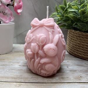 Nyuszi tojás gyertya - rózsaszín színben2 - Meska.hu