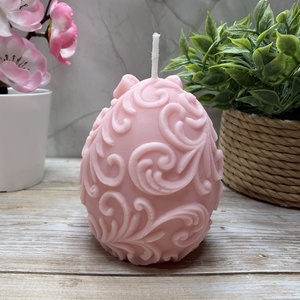 Nyuszi tojás gyertya - rózsaszín színben2 - otthon & életmód - gyertya, illat, aroma - gyertya - Meska.hu