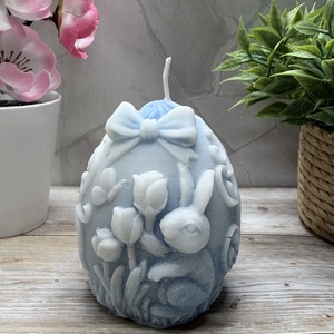 Nyuszi tojás gyertya - kék színben2 - Meska.hu